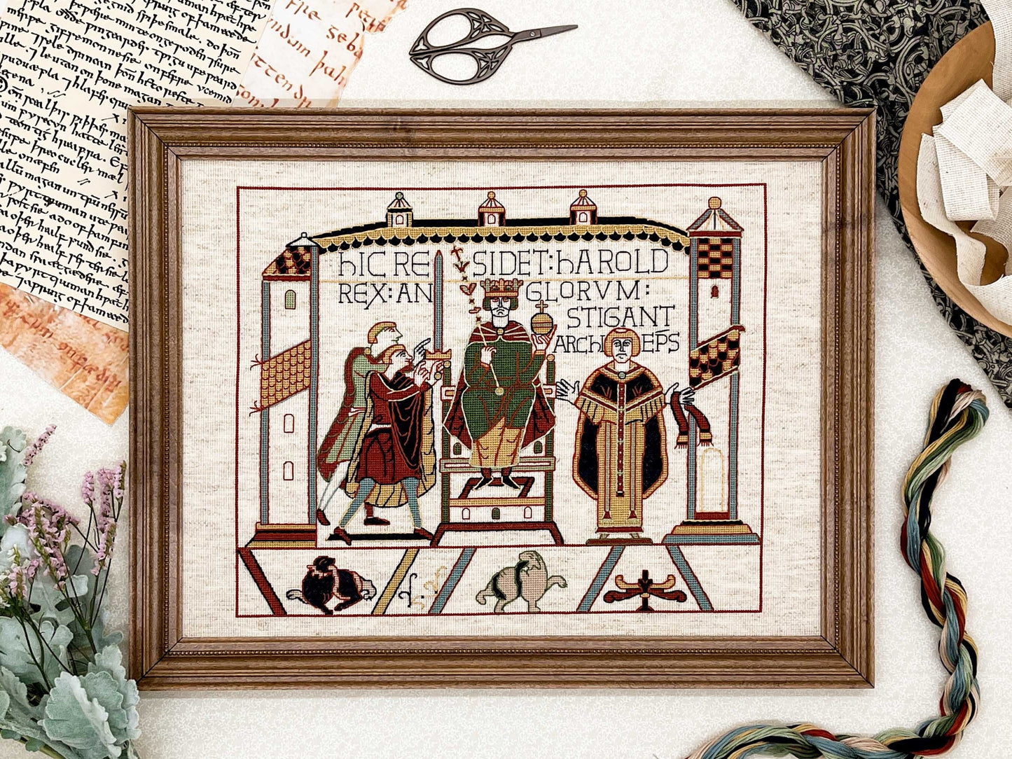 Bayeux Tapestry Cross Stitch Pattern: Harold Enthroned | PDF Instant Download | Gift for lovers of Medieval History, Art and English Kings