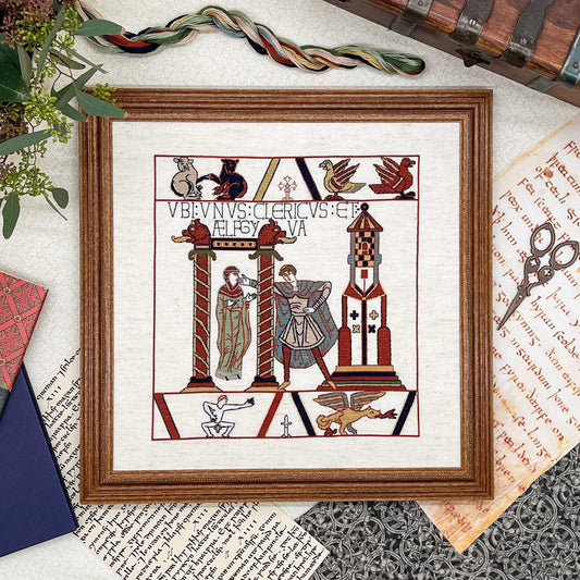 Bayeux Tapestry Cross Stitch Pattern: Aelfgyva and Cleric | PDF Instant Download | Gift for lovers of Medieval History and Art