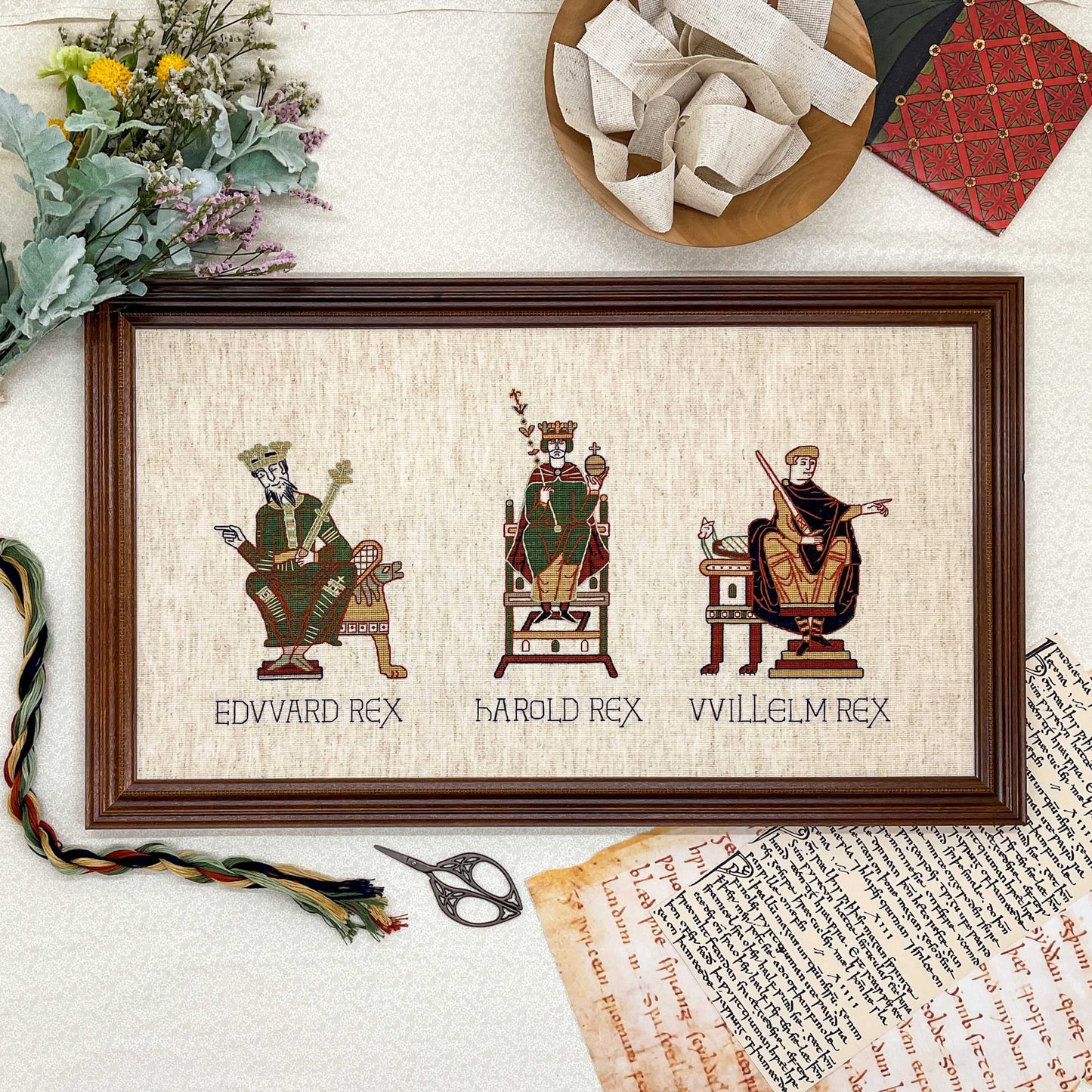 Bayeux Tapestry Cross Stitch Pattern: Three Kings of 1066 | PDF Instant Download | Great for lovers of Medieval History and English Kings