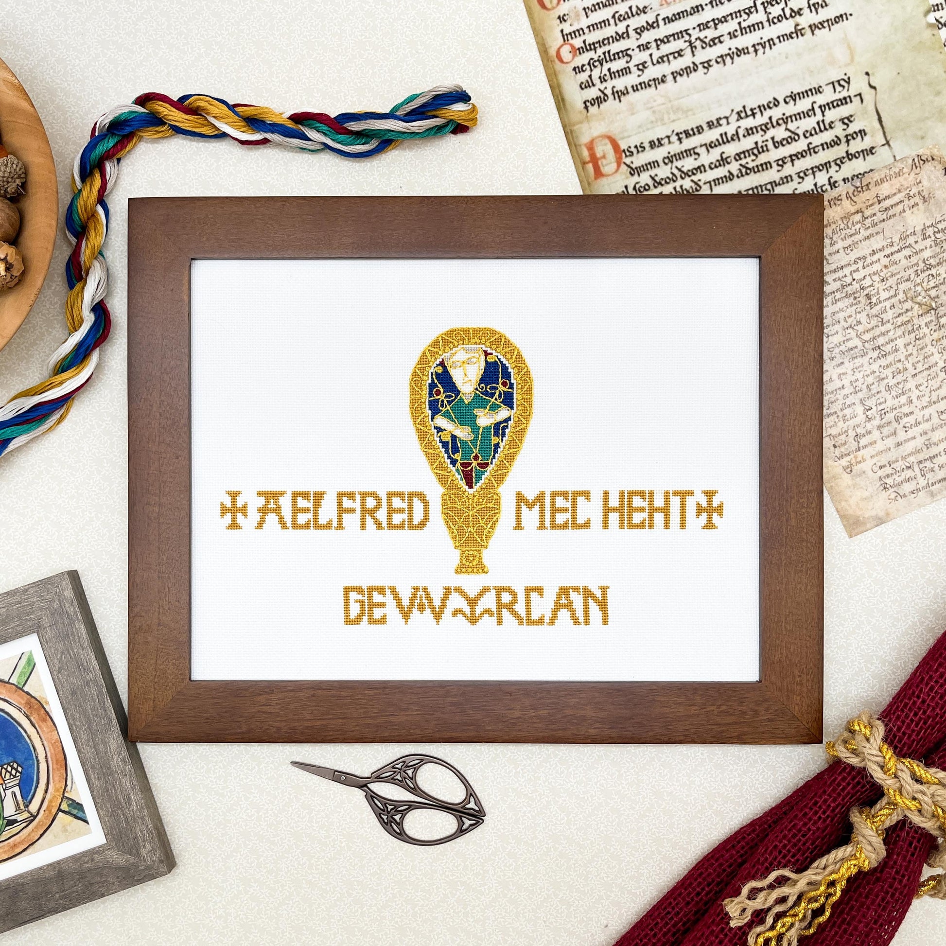 Alfred Jewel Cross Stitch Pattern | PDF Instant Download | Unique Gift for Lovers of Medieval Art History, Archeology, and Anglo-Saxon Kings