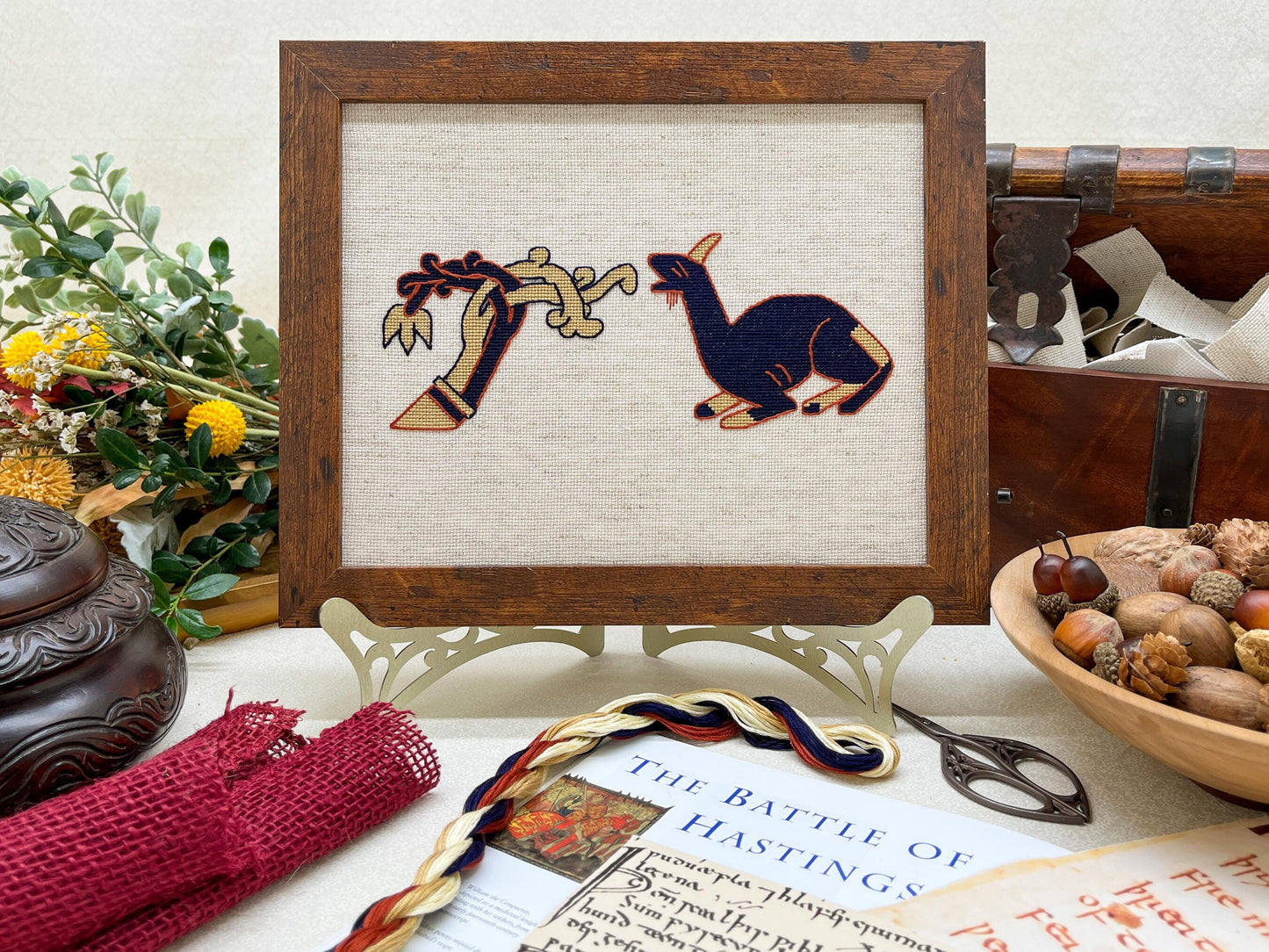 Bayeux Tapestry Cross Stitch Pattern: Goat and Tree | PDF Instant Download | Perfect for Lovers of Medieval Bestiaries and Art History