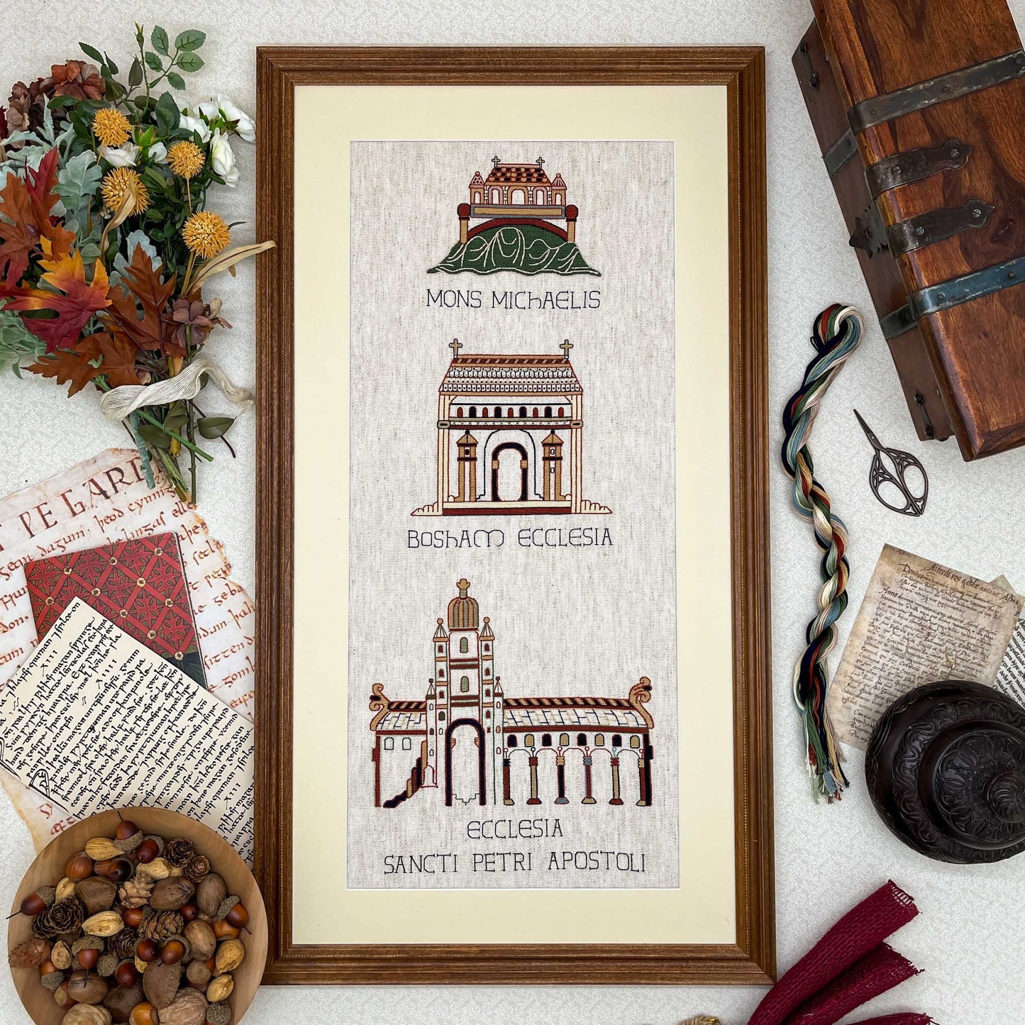 Three Churches of the Bayeux Tapestry Cross Stitch Pattern | PDF Instant Download | For Lovers of Medieval History & European Religious Art