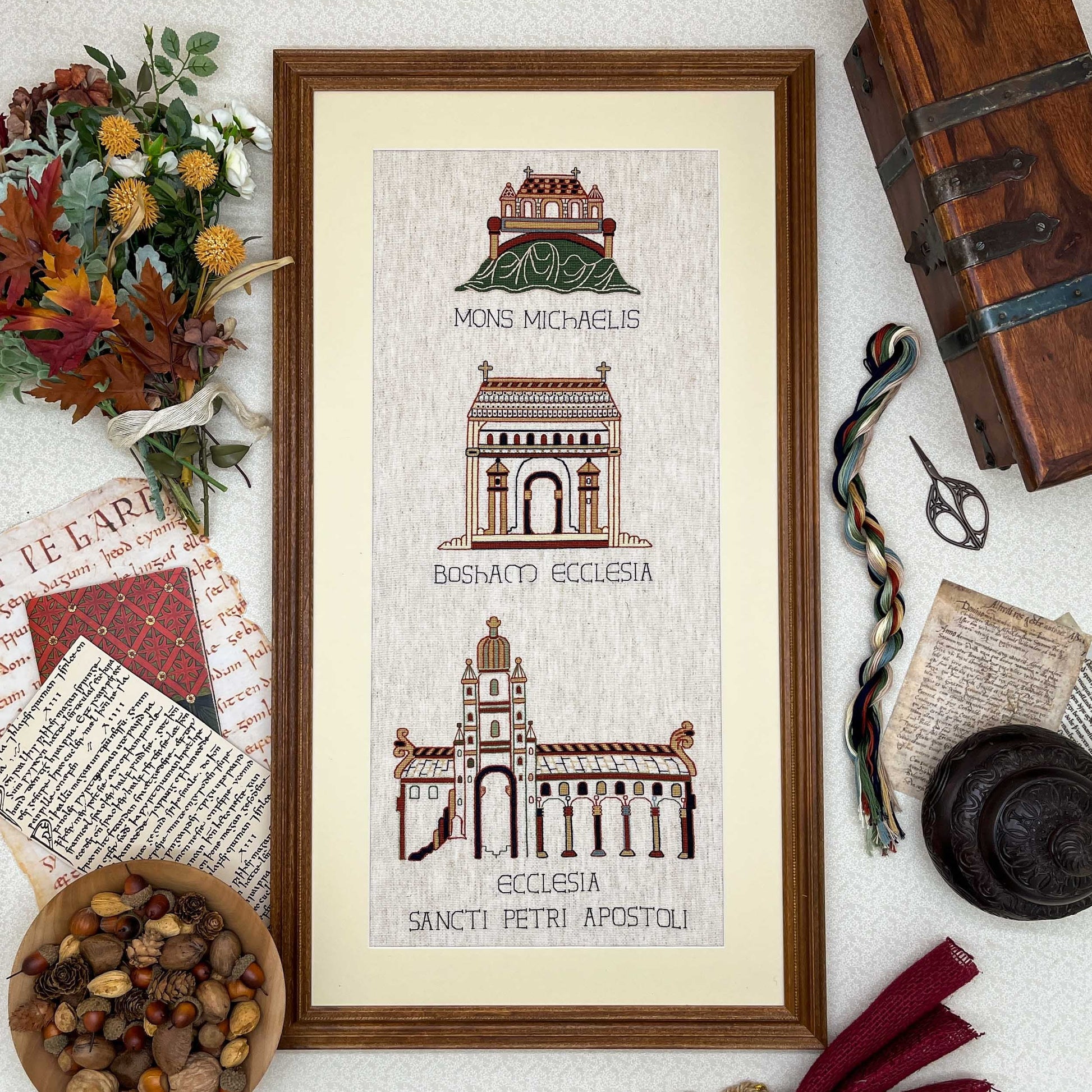 Three Churches of the Bayeux Tapestry Cross Stitch Pattern | PDF Instant Download | For Lovers of Medieval History & European Religious Art